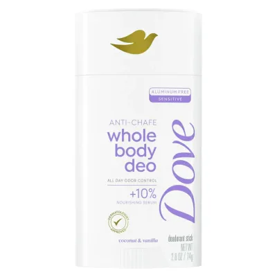 ダヴ 全身用デオドラントスティック ココナッツ&バニラ アルミニウムフリー 74g Dove Whole Body Deo Anti-Chafe Deodorant Stick Coconut & Vanilla Aluminum Free, 2.6 oz 【お取り寄せ商品】