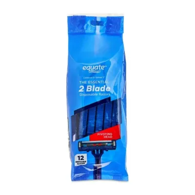 エクエート 2枚刃 使い捨てカミソリ 首振りヘッド 12本入 Equate 2 Blade Disposable Razors with Pivoting Head (12 Count) 【お取り寄せ商品】