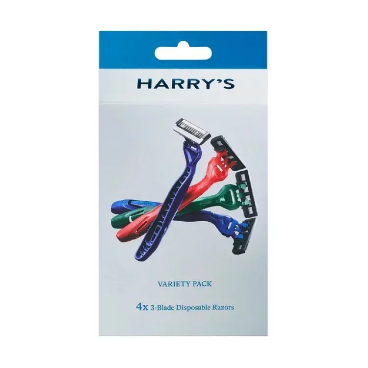 ハリーズ メンズ 3枚刃 使い捨てカミソリ マルチカラーバラエティパック 4本入り Harry's Men's 3-Blade Disposable Razors, Multi-Color Variety Pack, 4 Count 【お取り寄せ商品】