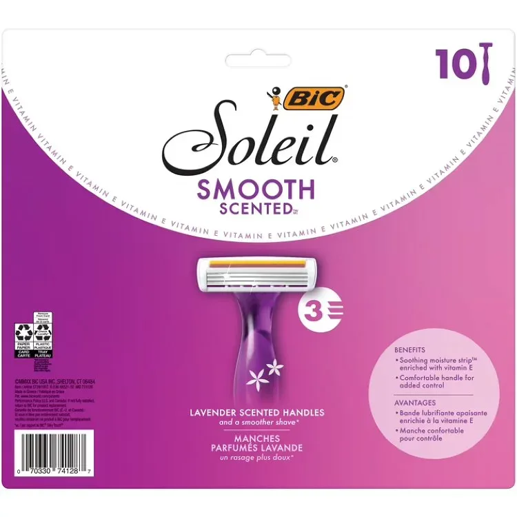 ビック ソレイユ スムースセント レディース 使い捨てカミソリ 3枚刃 10本 BIC Soleil Smooth Scent Women's Razor, 3 Blades, 10 Count 【お取り寄せ商品】