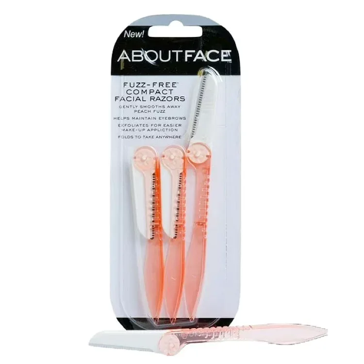 アバウトフェイス フェイシャルレザー 折りたたみ式 3本 About Face Fuzz-Free Folding Facial Razors, 3 Beauty Groomers 【お取り寄せ商品】