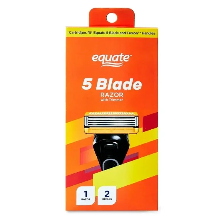 エクエート メンズ 5枚刃 カミソリ トリマー付き 替刃2個付 本体1本 Equate Men's 5 Blade Razor with Trimmer, Cartridges Fit 【お取り寄せ商品】