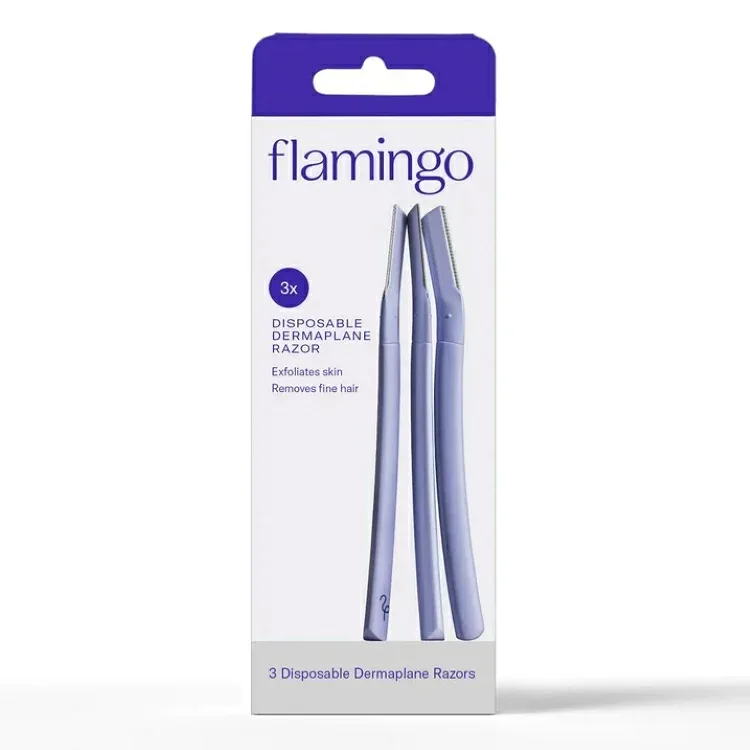 フラミンゴ レディース フェイス用 使い捨て ダーマプレーンカミソリ 3本入り Flamingo Disposable Dermaplane Facial Razors for Women, 3 Count 【お取り寄せ商品】