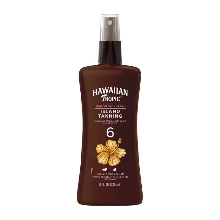ハワイアントロピック アイランドタンニング サンオイルスプレー SPF6 ココナッツ 約240mL Hawaiian Tropic Island Tanning Sunscreen Oil Spray, SPF 6, Moisturize Coconut Oil, 8 FL OZ 【お取り寄せ商品】