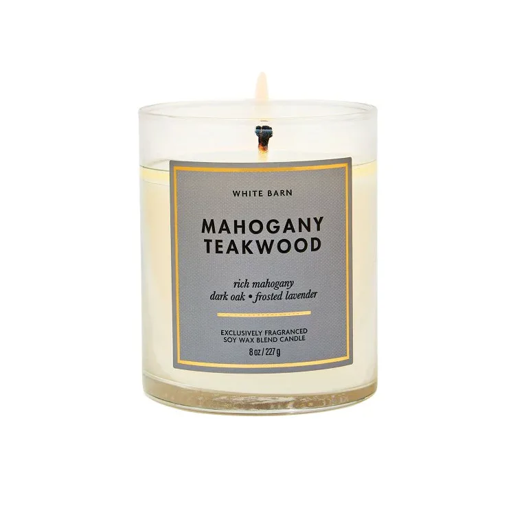 バスアンドボディワークス マホガニーチークウッド シングルウィックキャンドル 227g Bath & Body Works Mahogany Teakwood Single Wick Candle 8 oz / 227 g 【お取り寄せ商品】