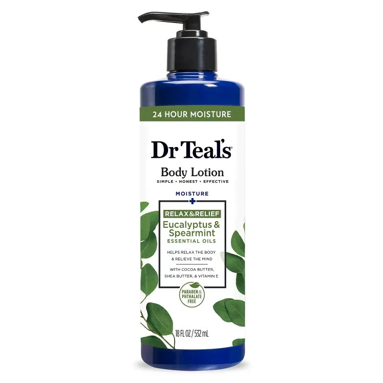 ドクターティールズ ボディローション ユーカリ&スペアミントエッセンシャルオイル配合 約532ml Dr Teal's Body Lotion 24Hour Moisture with Eucalyptus & Spearmint Essential Oils 18 fl oz 【お取り寄せ商品】