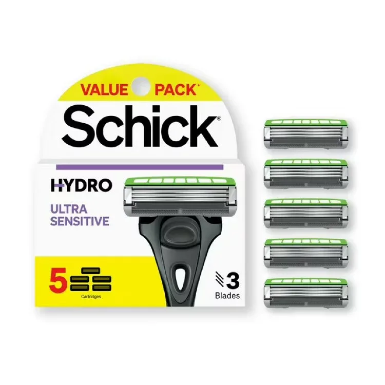 シック ハイドロ ウルトラセンシティブ メンズ替刃 5枚刃 5個入 敏感肌用 Schick Hydro Ultra Sensitive Razor Blade Refills, 5ct, Men's Razor Refills 【お取り寄せ商品】