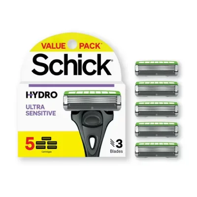 シック ハイドロ ウルトラセンシティブ メンズ替刃 5枚刃 5個入 敏感肌用 Schick Hydro Ultra Sensitive Razor Blade Refills, 5ct, Men's Razor Refills 【お取り寄せ商品】