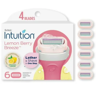 シック イントゥイション レモンベリーブリーズ レディース 替刃 4枚刃 6個 Schick Intuition 4-Blade Lemon Berry Breeze Womens Razor Cartridge Refills, 6 Ct 【お取り寄せ商品】