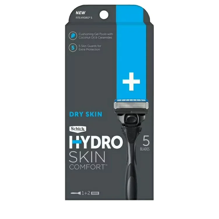 シック ハイドロ スキンコンフォート ドライスキン メンズ替刃式カミソリ 5枚刃 本体1本 替刃2個 Schick Hydro 5-Blade Skin Comfort Dry Skin Men's Razor Handle Plus 2 Razor Cartridge Refills 【お取り寄せ商品】