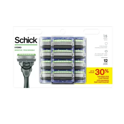 シック ハイドロ センシティブ メンズ替刃 5枚刃 12個入 敏感肌用 Schick Hydro Sensitive Razor Blade Refills, 12 ct, 5-Blade Men's Razor Refills 【お取り寄せ商品】