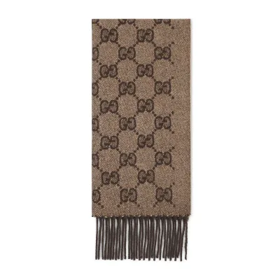 グッチ GUCCI 2026秋冬 レディース GGカシミア ラメ スカーフ 853213 3GAMK 2564【ブラウン&ダークブラウン 】【送料無料】【正規品】