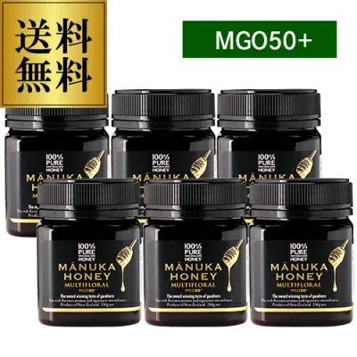 MGO50+ マヌカハニー マルチフローラル 250g×6個 生マヌカ MGO ギフト MANUKA HONEY はちみつ 蜂蜜 ハチミツ 非加熱 無農薬 長S