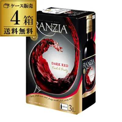《箱ワイン》 赤ワイン 赤ワインセット ワイン ワインセット フランジア ダークレッド 3L×4箱 ケース(4本入) 3,000ml ボックスワイン BOX ワインタップ BIB バッグインボックス KOB クール便不可送料無料 手土産 ワイン