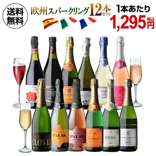 【1本あたり1,295円 】 欧州スパークリング12本セット 25弾 ワインセット 白泡 ロゼ泡 辛口 ロゼ カヴァ イタリア スペイン 送料無料 手土産 お祝い ギフト ワイン スパークリングワイン セット イタリア スパークリング ワイン セダ スパークリング ブリュット 浜運