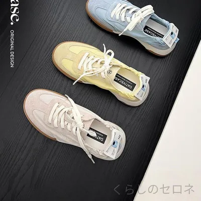 レディース スニーカー ジャーマントレーナー カジュアルシューズ スエード 接触冷感 通気性 蒸れにくい クッション性 疲れにくい 歩きやすい 痛くない 大人可愛い きれいめ ぺたんこ フラットシューズ 運動靴 春 秋