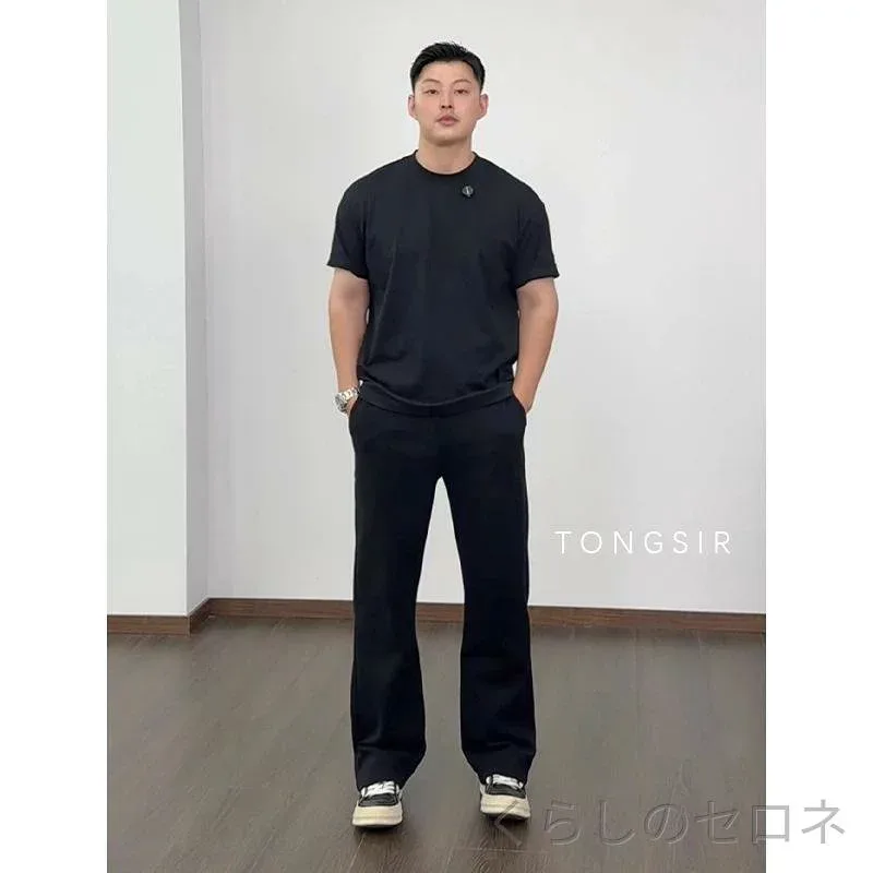 スウェットパンツ メンズ 春夏 ブラック 無地 ストレート ワイド ルーズ ドレープ 落ち感 ゆったり カジュアル ロング 柔らかい 日常 部屋着 軽量 通勤 通学 アウトドア