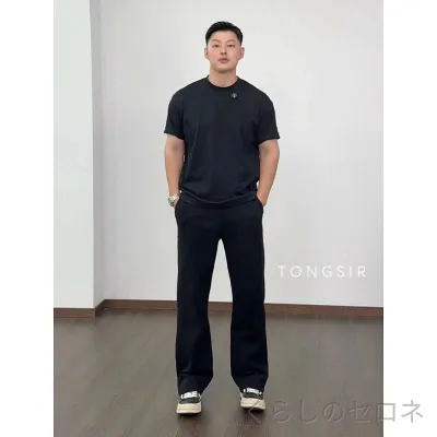 スウェットパンツ メンズ 春夏 ブラック 無地 ストレート ワイド ルーズ ドレープ 落ち感 ゆったり カジュアル ロング 柔らかい 日常 部屋着 軽量 通勤 通学 アウトドア