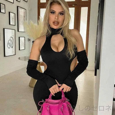 レディース 春夏 ワンピース セクシー ホロー ハルターネック タイト ヒップハグ 無地 ミニ丈 膝丈 膝上丈 膝下丈 ロング丈 ミドル丈 フレア スリム フィット ストレッチ コットン ポリエステル レイヤード レイヤリング コーディネート デート 街