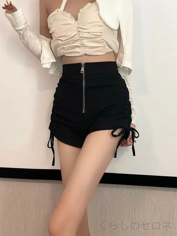 ショートパンツ レディース 高腰 Aライン 西装風 スリム フィット 小柄対応 カジュアル 春夏 軽量 吸湿速乾 屋外 日常使い