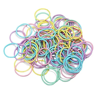 shefun Hair Ties, Children's Hair Ties, Baby Hair Ties, Small, Kids Hair Accessories, Girls' Hair Ornaments, Black, Colorful, Set of 100, Summary JP136 (E1-color-small-100)