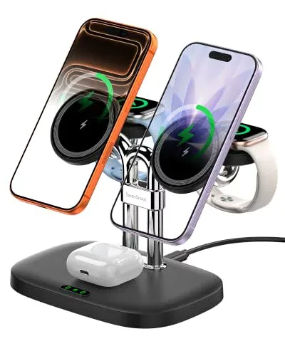 for 2 iPhones, 2 iWatches, simultaneous charging 5in1 Magsafe charger, Apple Watch charger, 2 devices at the same time