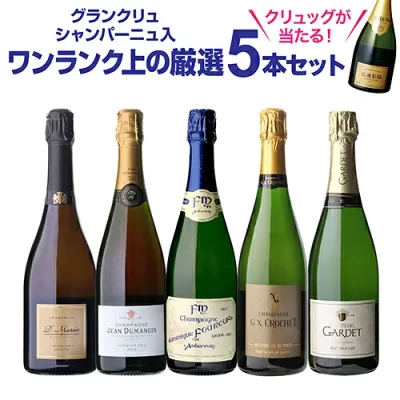 【1本/5,000円】送料無料 シャンパンセット 実力派メゾンだけを集めた高級辛口シャンパン5本セット 45弾 シャンパン シャンパーニュ 当たり入セット 浜運A