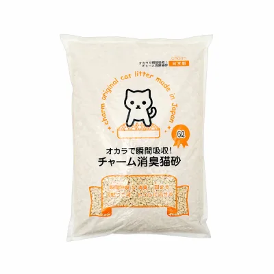 国産猫砂 おからで瞬間吸収 チャーム消臭猫砂 6L 8袋 お一人様1点限り