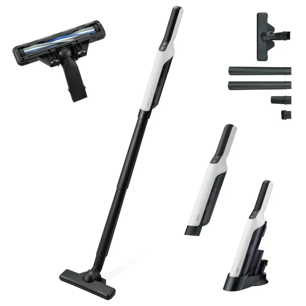 サンカ 充電式 スリム スティッククリーナー 掃除機 軽量 ホワイト SSC-401 (幅24×奥行110×高さ9cm) コードレス コードレス掃除機 スティック型 小型 コンパクト ハンディクリーナー コードレスクリーナー ブラシレスモーター 強力吸引