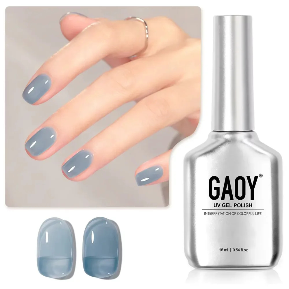 GAOY ジェルネイル シアーカラージェル ブルーゼリー ジェル 透明感 16ml UV・LED対応 ソークオフジェル ポリッシュタイプ セルフネイル(1722 くすんだ青)