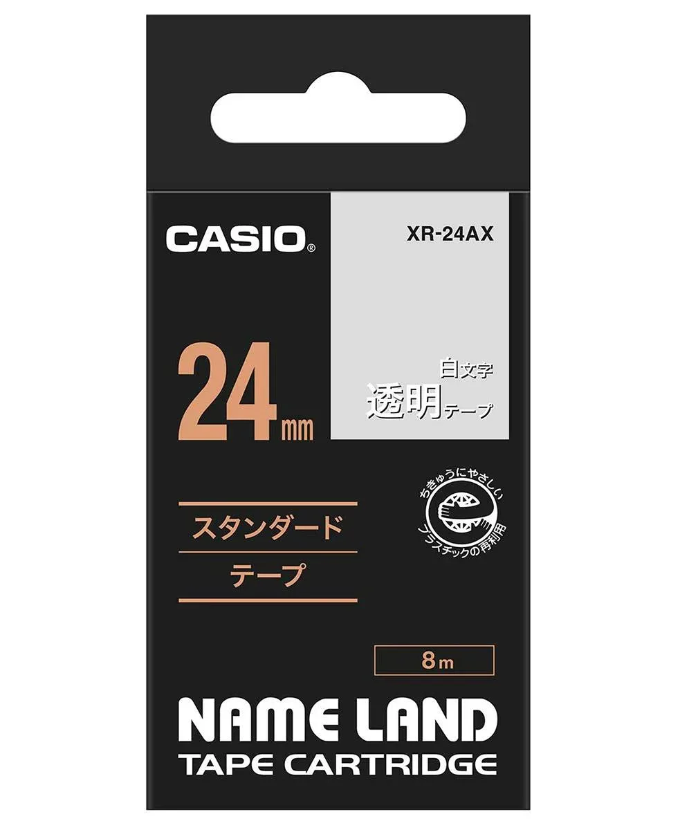 カシオ ラベルライ ター ネームランド テープ 24mm XR-24AX 透明 白文字