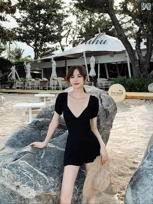 海 女性ワンピース水着黒 体型カバー ブラック カジュアル レディース おしゃれ 夏 セクシー 可愛い 温泉 綺麗 2024年 ブラック プール