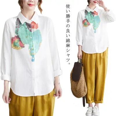 レディース チュニック 麻 tシャツ 綿麻シャツ プルオーバー 長袖シャツ 綿麻 ブラウス コットンリネン 無地 長袖 大きいサイズ