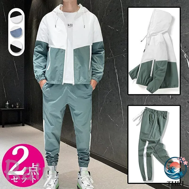 【全品2点で5%OFF】ゴルフセットアップ ゴルフメンズパンツ ゴルフジャケット メンズ ジャージ 上下セット 2 点セット 春秋 ルームウェア 運動用 カジュアル お洒落 部屋着 おしゃれ