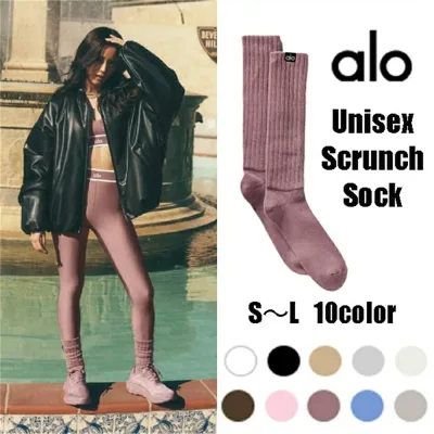 ★ALO yoga★ 正規品米国より直輸入 ユニセックス ウォッシュドスクランチソックス ブラックピンク ジス着用 Unisex Washed Scrunch Sock 日本未発売 靴下 ソックス やわらかい リラックス クッション性 アローヨガ スポーティ ルーズソックス プレゼント トレーニング 靴