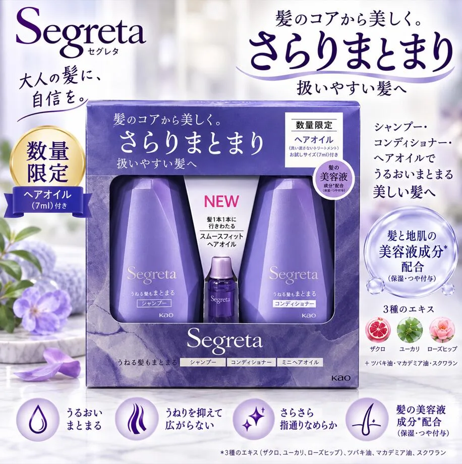 セグレタ Segreta シャンプー コンディショナー セット 430ml ヘアオイル7ml付き 数量限定 うねる髪もまとまる