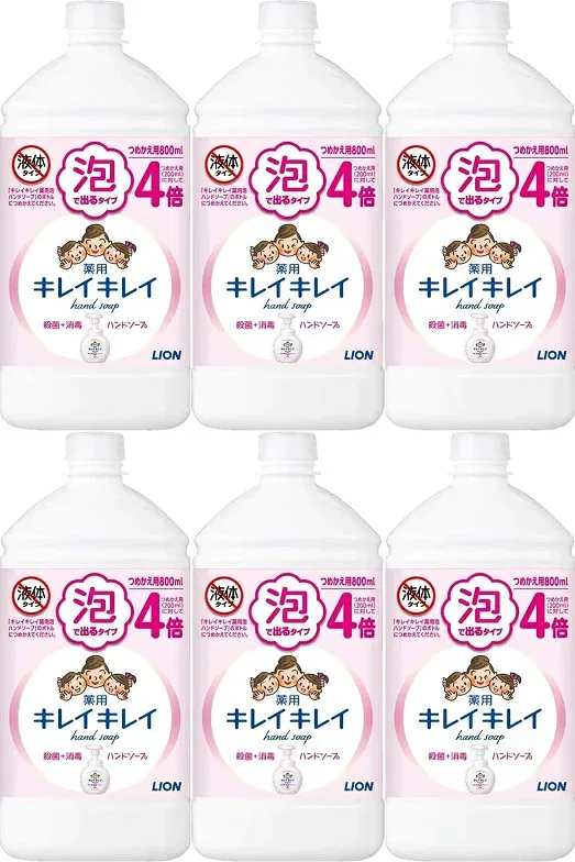 【6個セット】【泡】キレイキレイ 泡出るハンドソープ 詰替用(800ml) ライオン LION 殺菌+消毒 つめかえ用 除菌に 手洗い洗浄 4903301282198 泡出るタイプ 除菌に 日本製 MADEINJAPAN