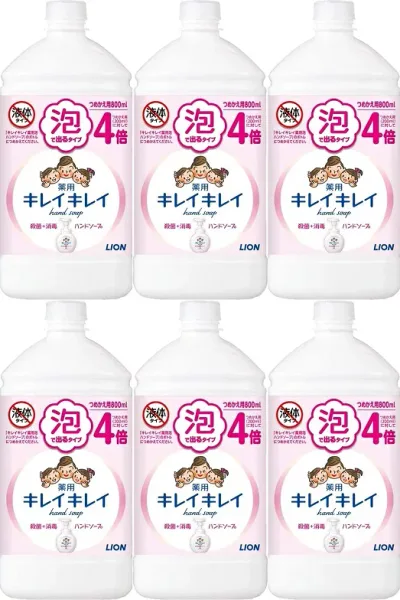 【6個セット】【泡】キレイキレイ 泡出るハンドソープ 詰替用(800ml) ライオン LION 殺菌+消毒 つめかえ用 除菌に 手洗い洗浄 4903301282198 泡出るタイプ 除菌に 日本製 MADEINJAPAN