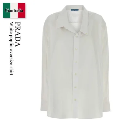 【数量限定・在庫限り・早い者勝ち!】 プラダ / Prada White Poplin Oversize Shirt / P480IS F0009 / P480IS OOO1XV2 F0009 / P480ISOOO1XV2 / P480ISOOO1XV2 F0009 / P480ISOOO1XV2F0009 / ブラウス・シャツ