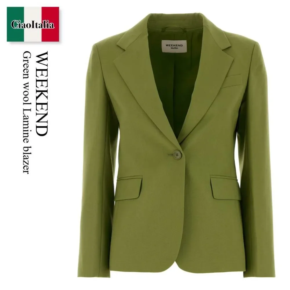 【数量限定・在庫限り・早い者勝ち!】 ウィークエンド マックスマーラ / Weekend Green Wool Lamine Blazer / 262504 007 / 262504 6081600 007 / 2625046081600 / 2625046081600 007 / 2625046081600007 / ジャケット