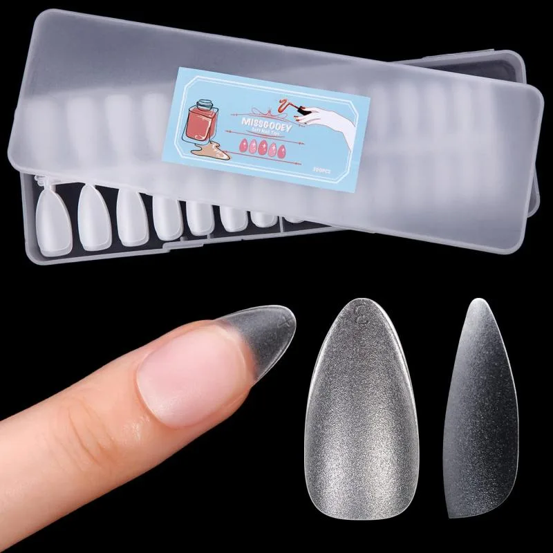 Missgooey ネイルチップ サンディング済みネイルチップ 300枚セット 15サイズ ショート フルカバー プレーンチップ クリアチップ 練習用 業務用 セルフジェルネイル