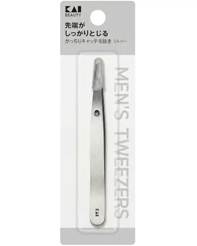 貝印 KAI がっちりキャッチ 毛抜き 先斜 ピンセット用 キャップ付き マユ KQ1831