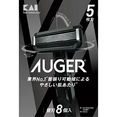 貝印 AUGER 剃刀 替刃 8個 メンズ カミソリ 髭剃り 5枚刃 男性