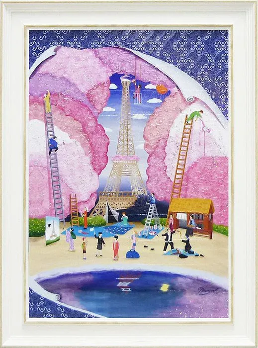 【最大1000円OFFクーポン!】取寄品 なかの まりの 風景画 額付きポスター 花の都 江戸 大人カワイイ インテリア 雑貨