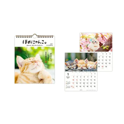 2027 Calendar 壁掛け&卓上 リングカレンダー2027年 小 2way ほめにゃんこ ねこ スケジュール 書き込み インテリア 令和9年暦 日本ホールマーク【メール便可】