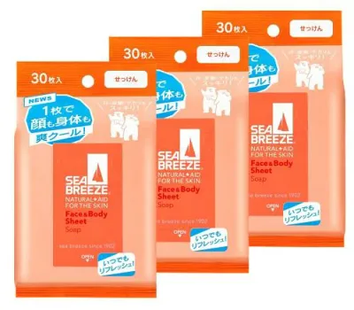 Seabreeze まとめ買い(シーブリーズ) フェイスボディシート せっけん 30枚×3個 3個セット 30シート (x 3)