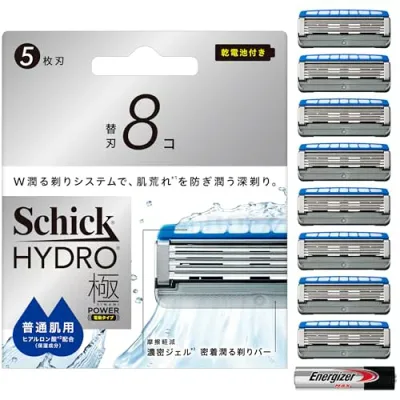 Schick(シック) ハイドロ極パワー 普通肌 替刃(8コ)男性用 髭剃り カミソリ 電池付き