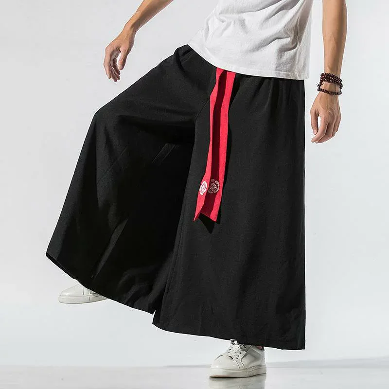 パンツ メンズ カジュアル ハーフパンツ サルエルパンツ 綿麻 リネン チャイナ風 大きいサイズ 和風 エスニック 春夏秋冬