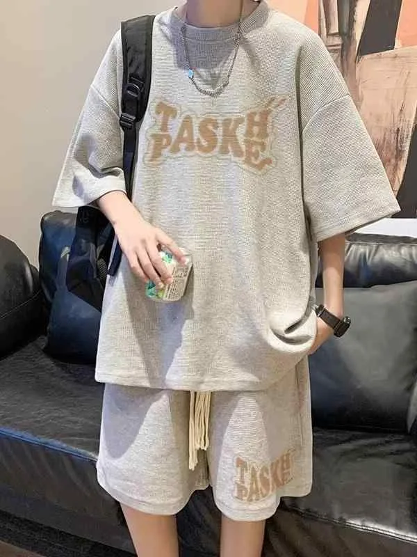 セットアップ メンズ 半袖 カジュアル ワッフル生地 Tシャツ ハーフパンツ 丸首 薄手 吸汗速乾 部屋着