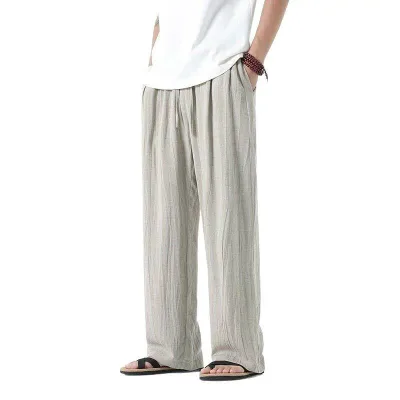 パンツ メンズ サルエルパンツ チャイナドレス風 チャイナ服 ズボン エスニック風 切り替え 綿麻 亜麻 リネン混 薄手 通気性 カジュアル 大きいサイズ ゆったり 部屋着 春夏